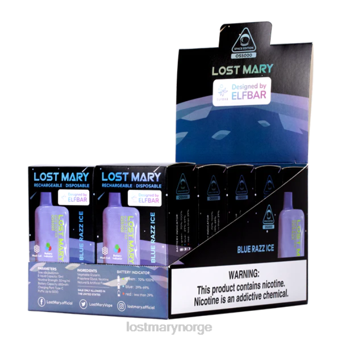 LOST MARY Norge - mistet mary os5000 blå razz is RB2V14