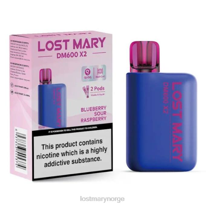 LOST MARY Vape Nikotin - lost mary dm600 x2 engangsvape blåbærsur bringebær RB2V202